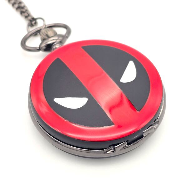 Deadpool Mask Pocket Watch – Personalized Red Black Marvel Superhero Gift - Picture 3 of 10